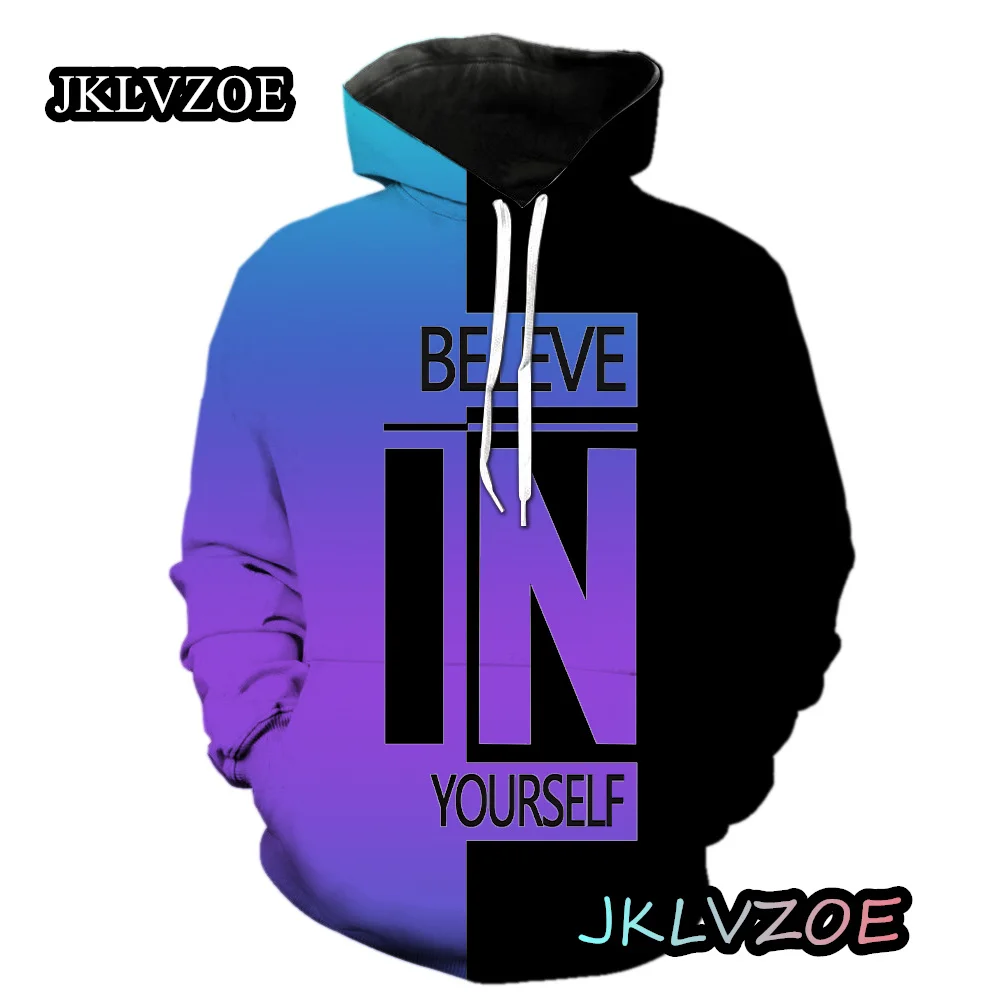 

Believe In Yourself, King Multi Color Exaggerated Expression Pattern Men's Hoodie In Autumn and Winter