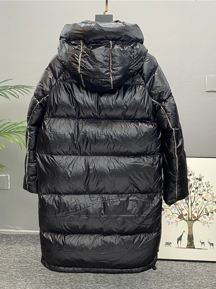 두껍고 따뜻한 미드 롱 남성 겨울 다운 재킷, 후드 방풍 코트, 캐주얼 스트리트웨어, 외부 보온 오버코트, 작업 카고 재킷