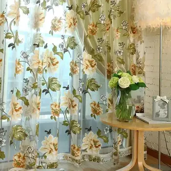 New Floral Tulle Curtains for Living Room Kitchen Embroidered Sheer Curtains Luxury Bedroom 1