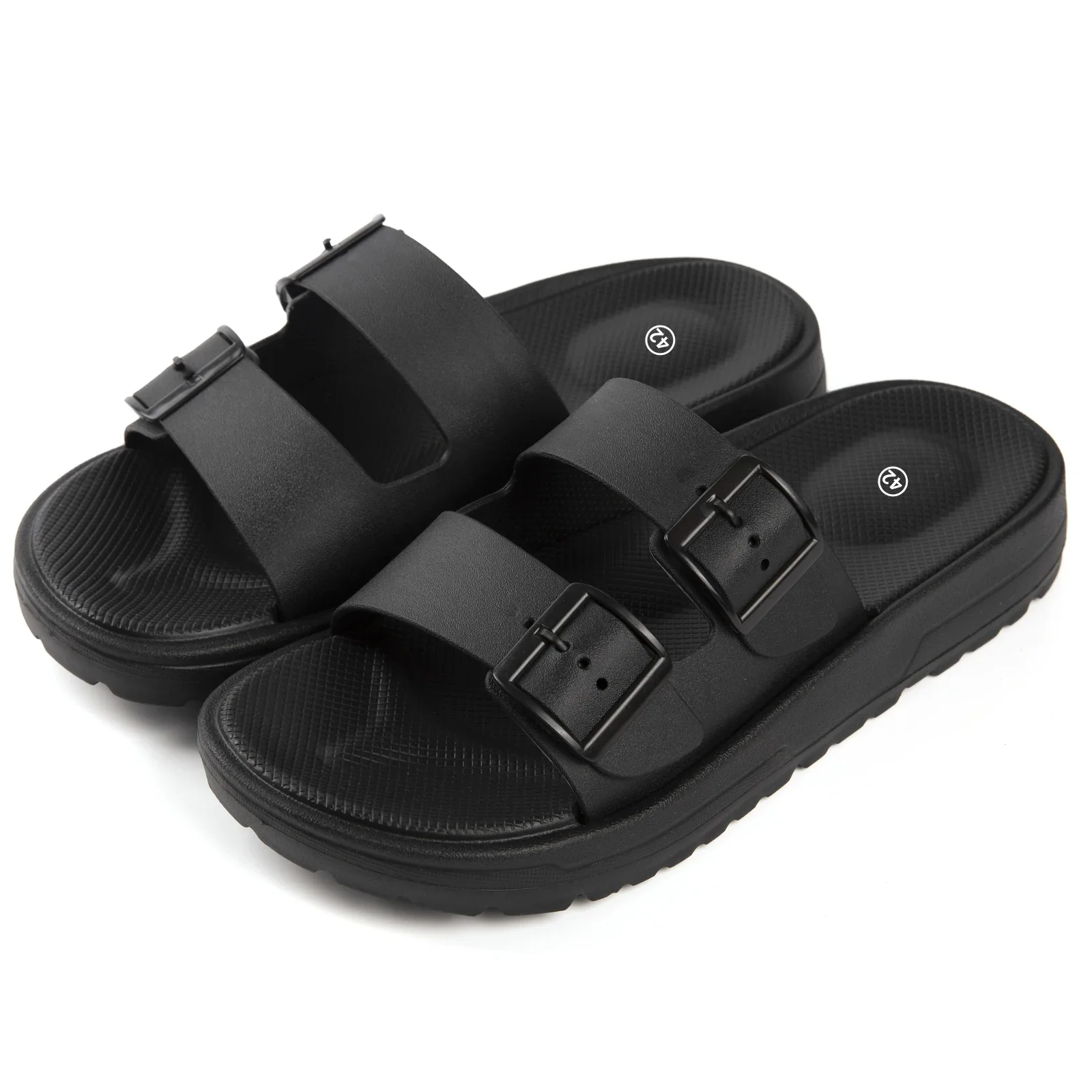 Non Slip Slippers Casual adjustable double button thick sole solid color universal home daily outdoor walking men's slippers non slip slippers,soft slippers