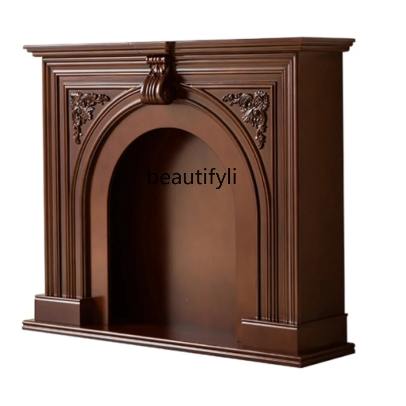 

American Solid Wood Modern Simple Hallway French Small Apartment Living Room Simulation Fireplace Curio Cabinet