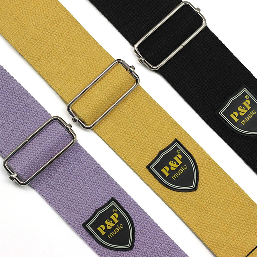 Colorful Cotton Guitar Strap - Soft Yellow and Sky Blue