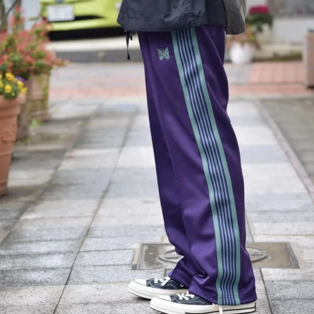 Purple Stripe Needles Pants Men Women 1:1 High Quality Awge Butterfly  Embroidered Logo Needles Track Pants Trousers - Casual Pants - AliExpress