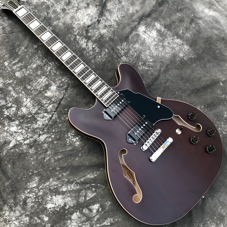 Grote Electric Guitar Semihollow Body Guitar Matte Finished P90