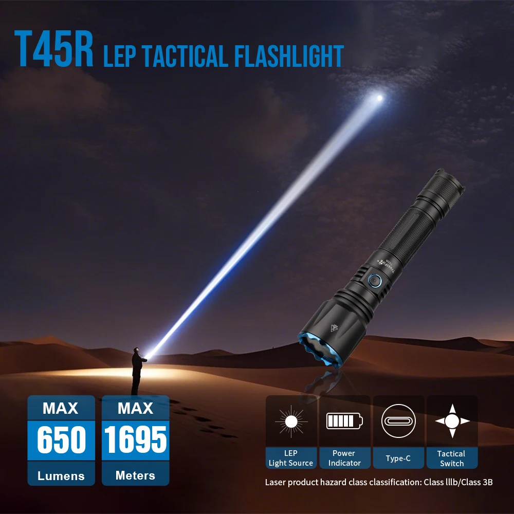 TrustFire T45R 懐中電灯 LEPライト Trustfire T45R Powerful LEP Tactical Flashlight Hunting 21700