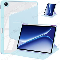 360° Rotating Acrylic Hard Stand Case with Pen Holder for OPPO Pad 5 12.1 inch (Sky blue)