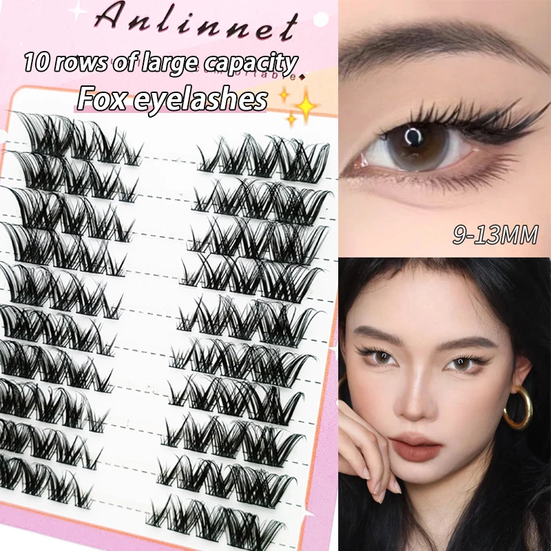 Mix 3D Fluffy Single Cluster Eyelash Extension Segmented Natural Mink Fox Eye Effect makeup Lashes Individual False eyelashes