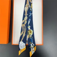 Fashion Women Belt Lock Chain Ribbon Silk Scarf Handbag Handle Wrap Bag Ribbon Scarf Women Girls Head Hair Wrist Decoration 2