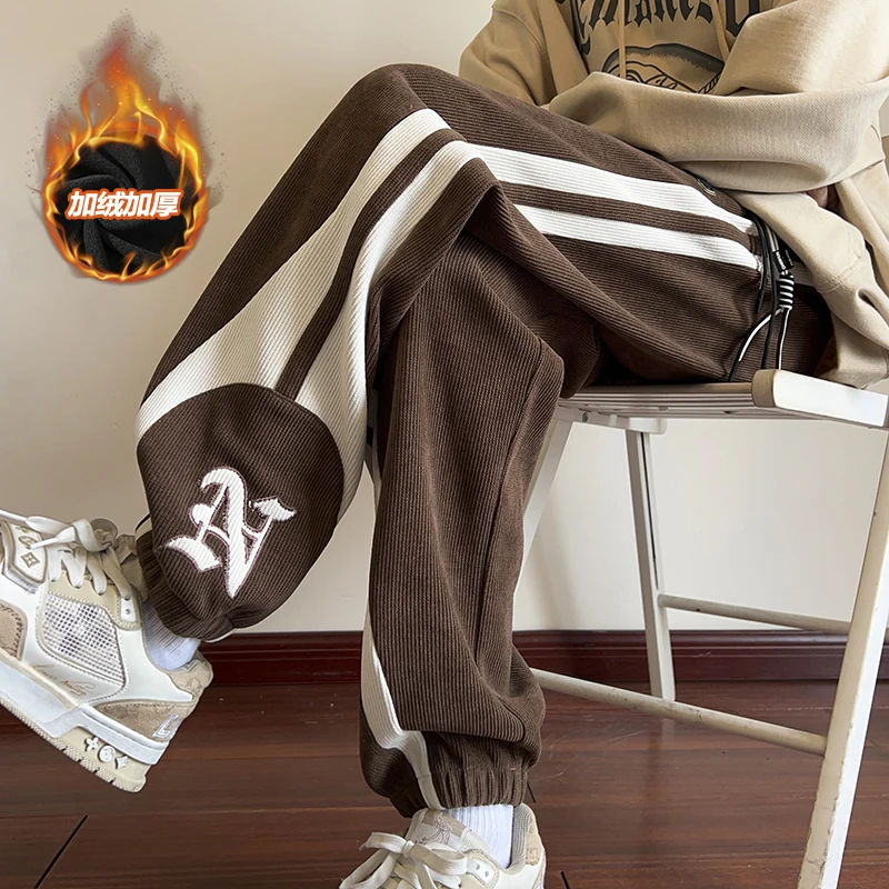 2024 Mens Winter Pants Trousers Jogging Casual Thickened Jogging Trousers Sweatpants