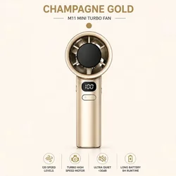 Lenovo Mini Handheld Rechargeable Bladeless Fan with Instant Ice Cooling Mode (Gold)