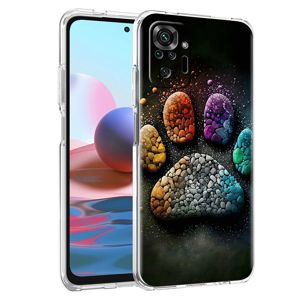 Hund Fußabdruck Pfote süße Handyhülle für Redmi 12 Note 10 11 11T 7 8 8T 9 K40 Gaming 9A 9C Pro Plus 5G transparente Shell-Taschen – Detail 4