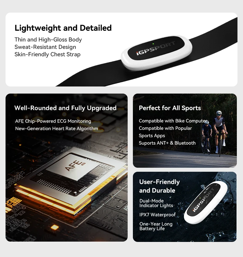 IGPSPORT HR50 Heart Rate Monitor Sensor Chest Strap Cycling Bike thumbnail 2