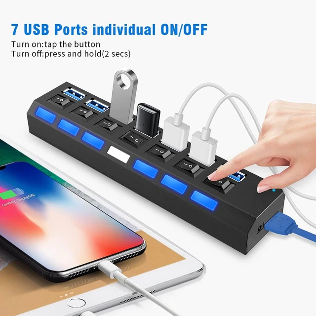 Répartiteur 3 Hab Avec Adaptateur Secteur Et Multi Port Usb 3.0 4/7, Pour  Pc Portable Usb-hub 2.0 Et Ports Multiples - Hubs Usb - AliExpress