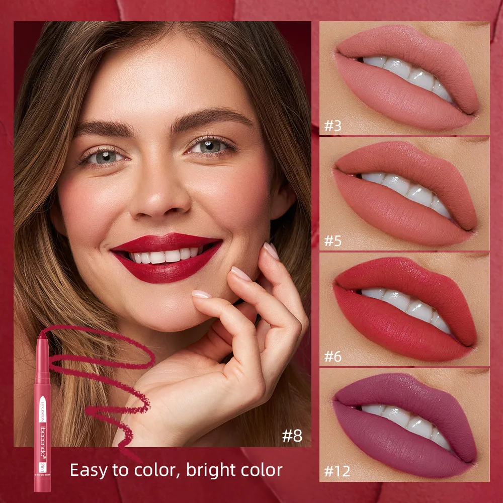 Lip Crayon 12 Colors Waterproof Lip Liner Pencil Matte Sexy Red Velvet Lipsticks for Women Make Up Long Lasting Cosmetics