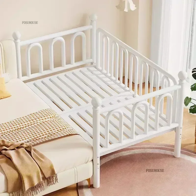 Bedroom Stitching Kids Bed Widened Bedside Creative Children's Furniture Modern Iron Children's Beds Home Boy Girl Princess Bed