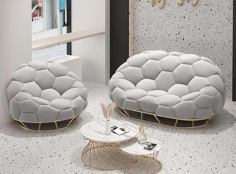 Nordic sofa small family modern simple clothing store online red living room casual luxury fabric sofa tea table combination