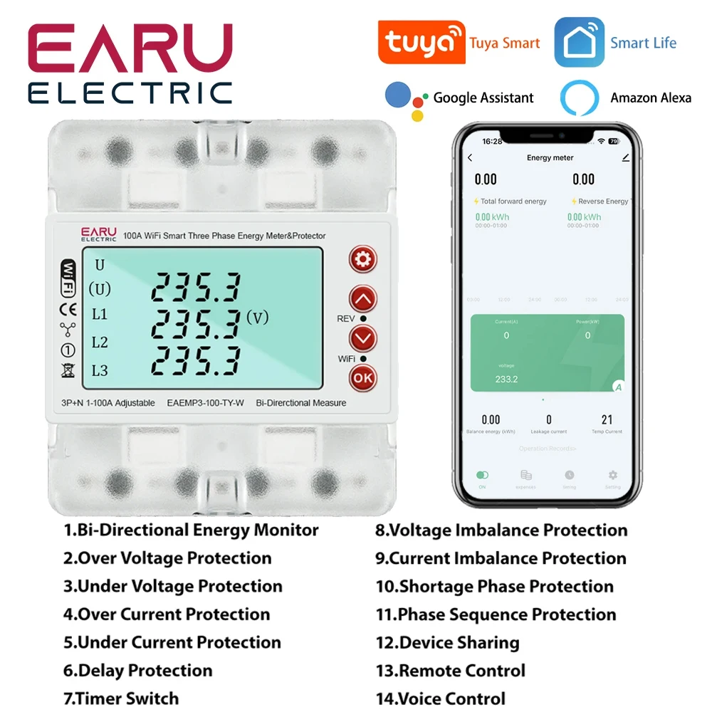 Medidor De Energía Inteligente Trifásico WiFi/Zigbee | Controla Tu Consumo Con Alexa Y Smart Life