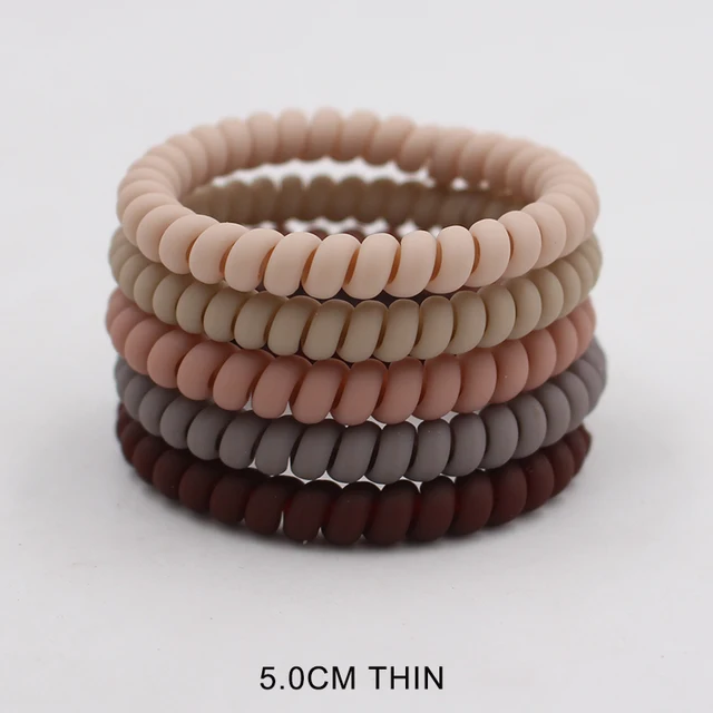 5Pcs/set New Fashion Matt Solid Telephone Wire Elastic Hair Band Frosted Spiral Cord Rubber Band Hair Tie Stretch Head Band Gum color1thin5cm