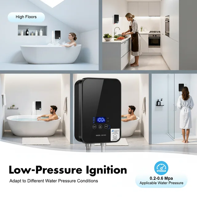 Chauffe-eau électrique instantané mural 220V, sans réservoir, à température constante, prise EU 1