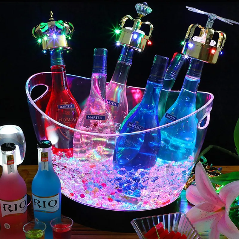8L Ice Bucket Beer Champagne Wine Cooler Tub Bucket Container Color Changing Ice Holder for Bars Nightclubs Beverage Drinks
