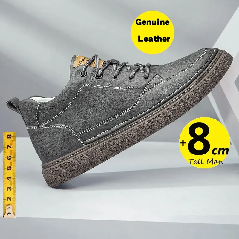 Men Sneakers Elevator Shoes Hidden Heels Hollow Board shoes Breathable Heightening 6CM 8CM Increase Casual Sports Height Shoes 5