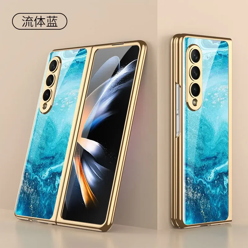For Samsung Galaxy Z fold 3 case electroplated painted pattern tempered glass co