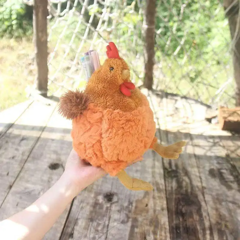 Y-1Pc 귀여운 부드러운 인형 치킨 홈 장식 인형 연필 케이스 시뮬레이션 재미 있은 플러시 치킨 장난감 펜 가방 아이를위한 크리스마스 선물