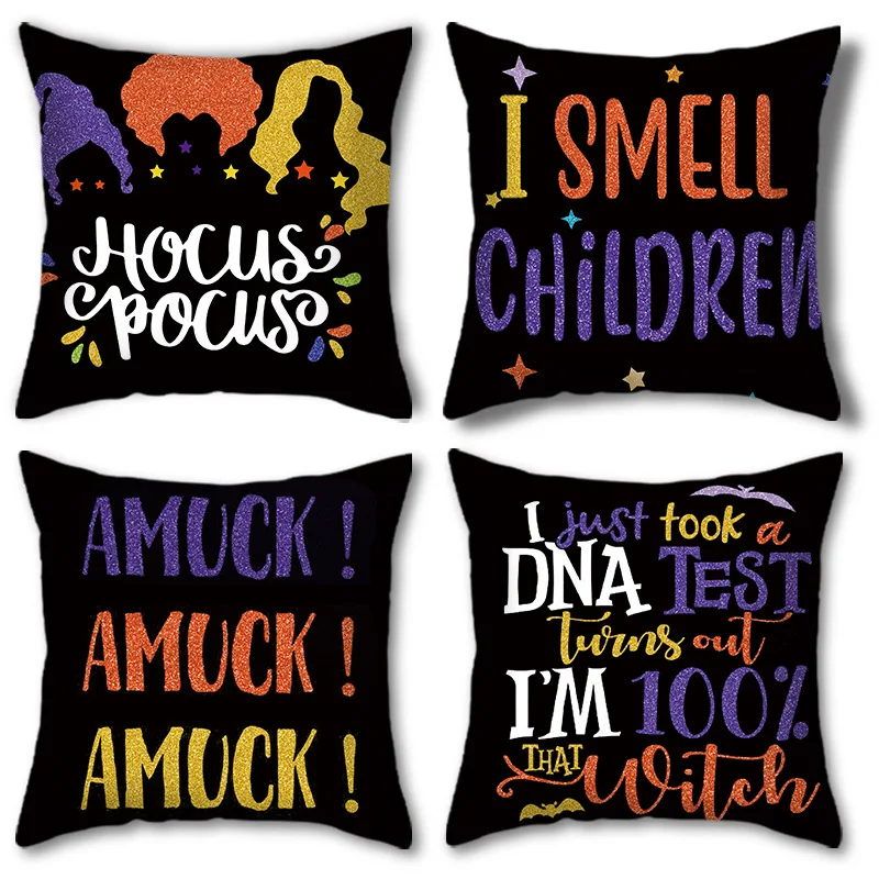 

Funny Halloween Witch Print Pillowcase AMUCK Decorative Ghost Festival Sofa Throw Pillow Happy 2023 Halloween Day Pillow cover