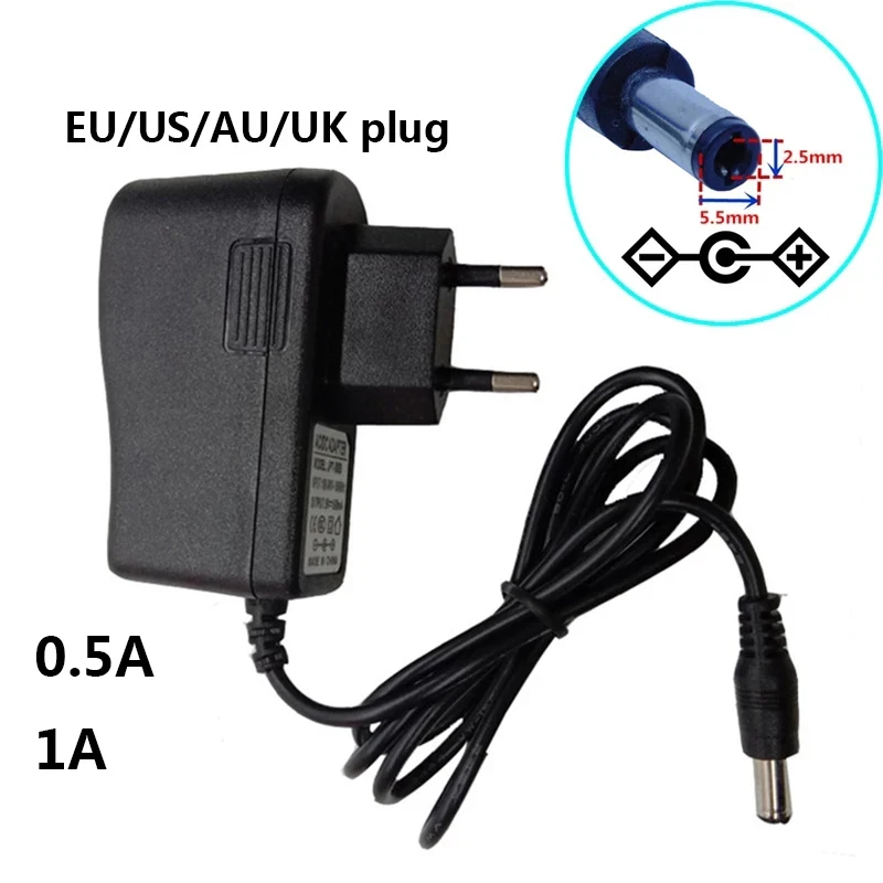 5V 6V 6.5V 7.5V 9V 12V Power Supply AC to DC 0.5A 500MA 1A 1000mA Converter Power Adapter Supply Adaptor 5.5x2.5mm 5.5*2.1mm