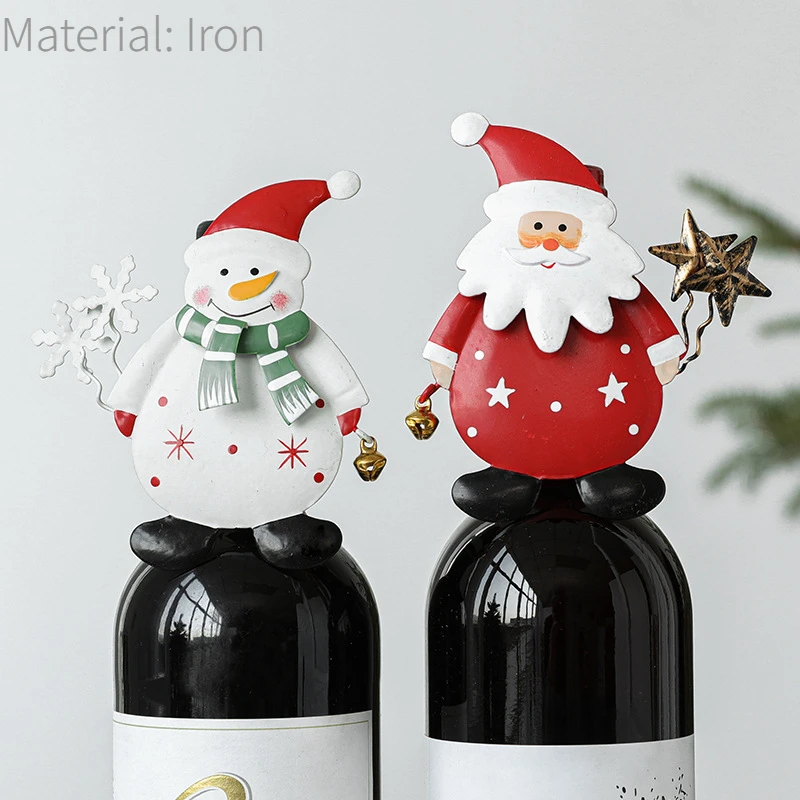

Christmas Iron Art Old Man Snowman Red Wine Bottle Decoration Pendant New Year 2024 Gift Family Dinner Decoration Atmosphere