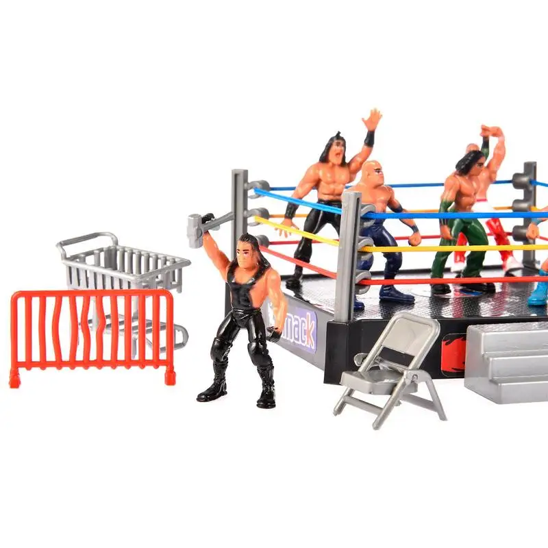 Wrestlers Playset Toys With Ring And Realistic Accessories 12 People Mini Wrestling Figure Toys For Boys Girls Gifts - 5