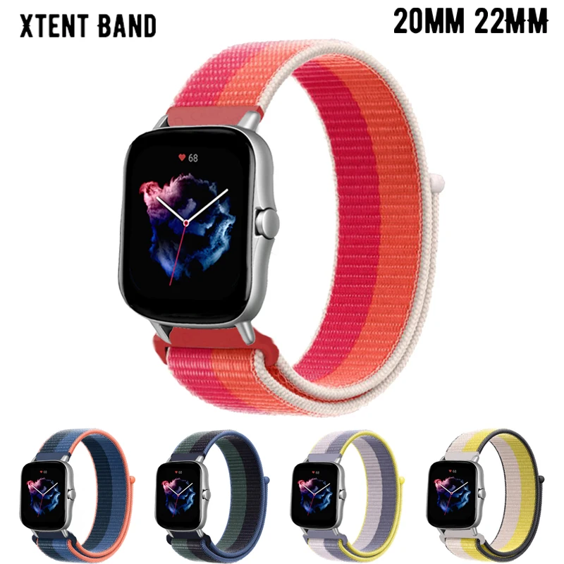 Ремешок нейлоновый для Amazfit Gts 2 mini/3/bip u pro/stratos 3/2 браслет смарт-часов gtr 3 Pro/2/47 мм 42 20