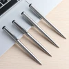 Metal Gel Pen Stainless Steel Push style Gel Pens 0.5mm Blue Black Ink Student School Stationery Supplies Silver Pen 4