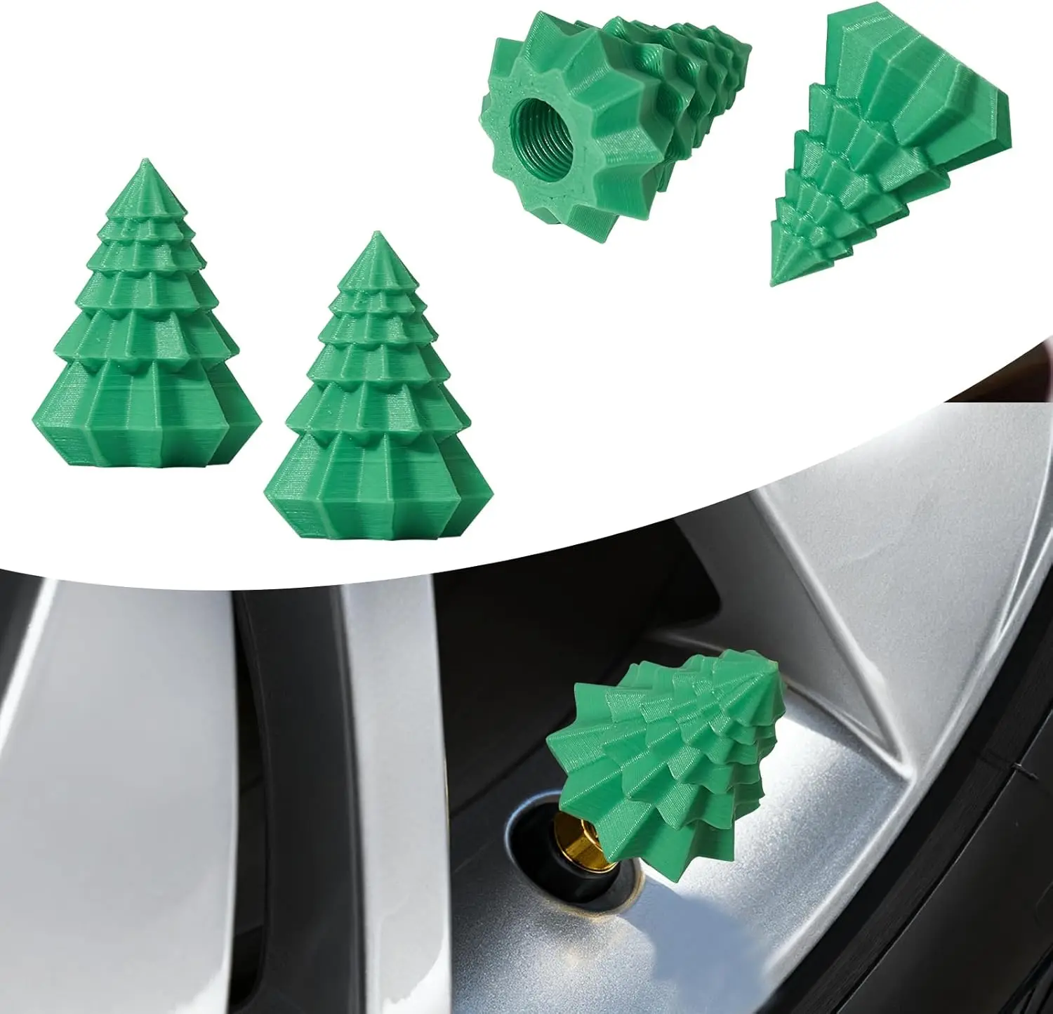 Festive Holiday Tire Air Caps - Decorative Wheel Accessories (4-Pack)