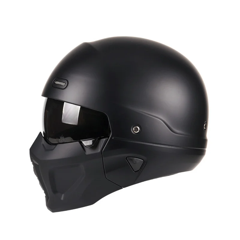 thumbnail image 1 of Casco retro desmontable para motocicleta, de liberación rápida, ABS, abierto, integral, negro mate, modular, clásico, profesional, 1 of 5