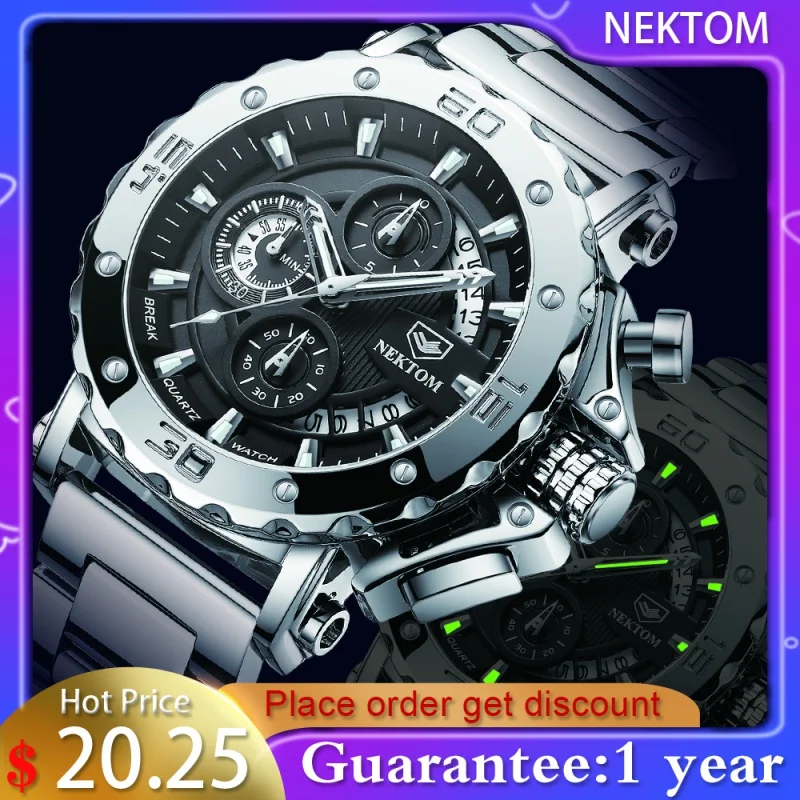 

New Men's Watches Quartz Watch Waterproof Watches Steel Strap Wristwatch Watches For Men Military Watch Clock Sports Watches
