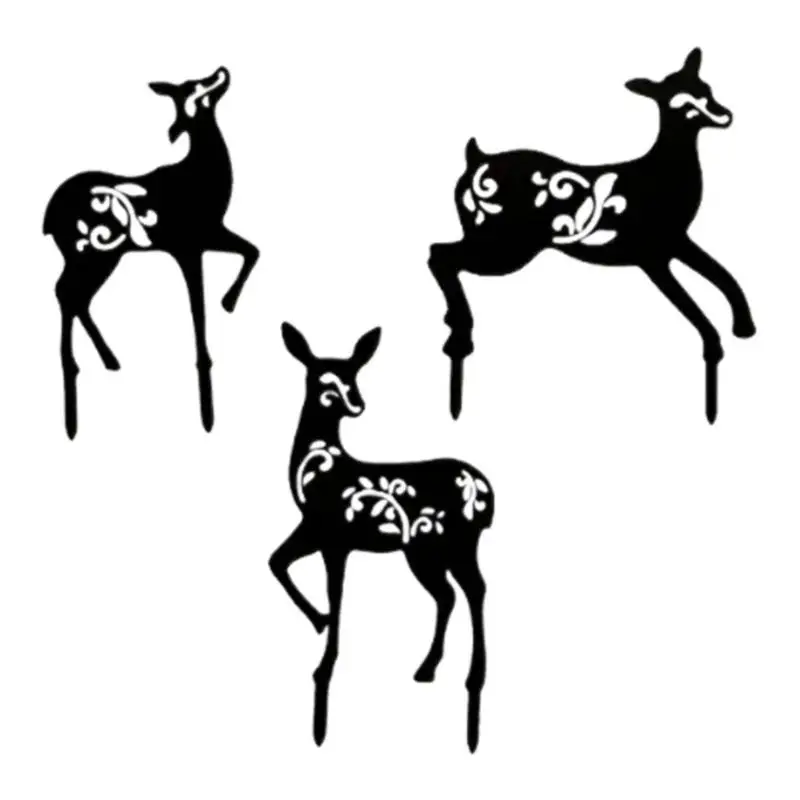 

Силуэт оленя колышка набор из 3 антикоррозийных и эстетических уличных животных Металлические колышки уличные статуи для сада газона фермы парка