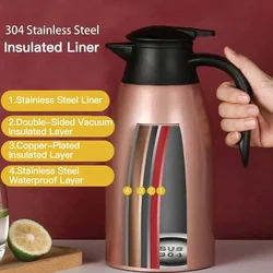 2L Stainless Steel Thermal Coffee Hot Large Capacity Home Office Double Insulation Thermos Vacuum Flasks Kettle termos para cafe