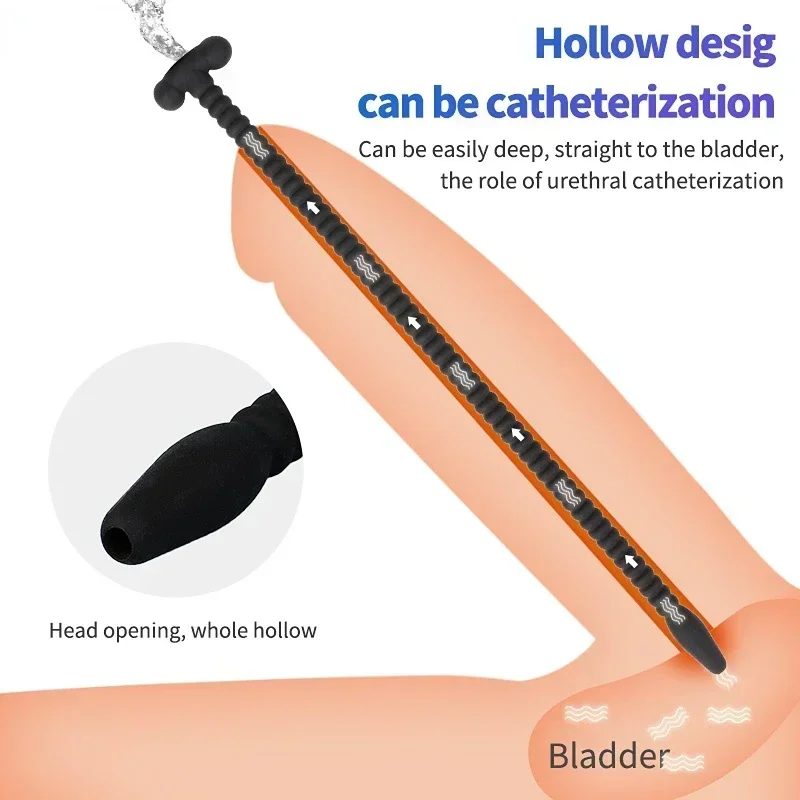 Penis Sex Toys Silicone Horse Eye Stimulation Sounding Penis Plug Urethral Catheter Dilator Insert Urethra Sound Adult Sex Toys for Men Gay