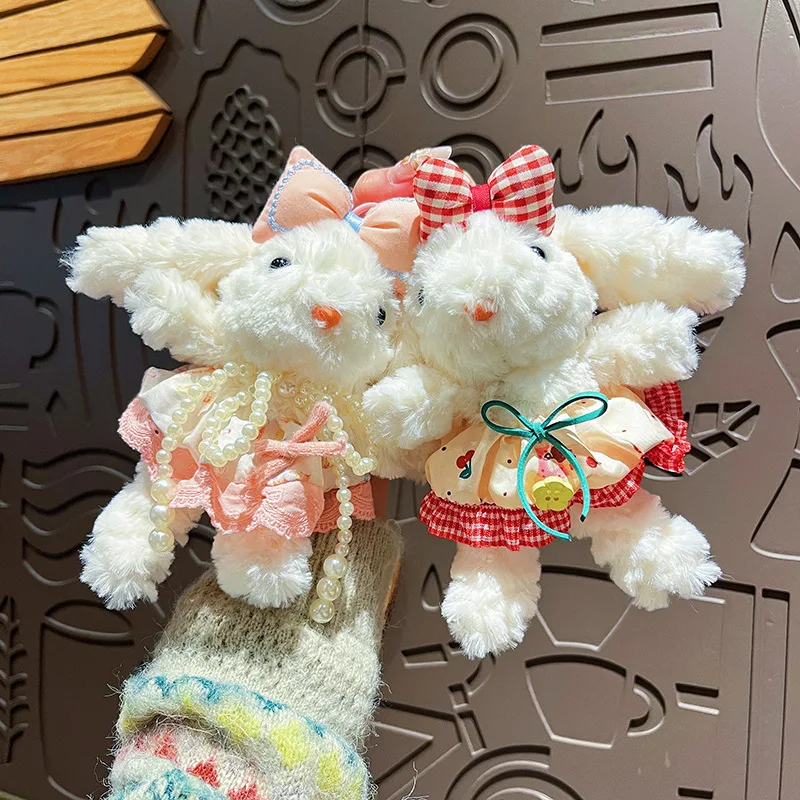 Autumn Pink Plush Bunny Keychain with Princess Skirt and Bow