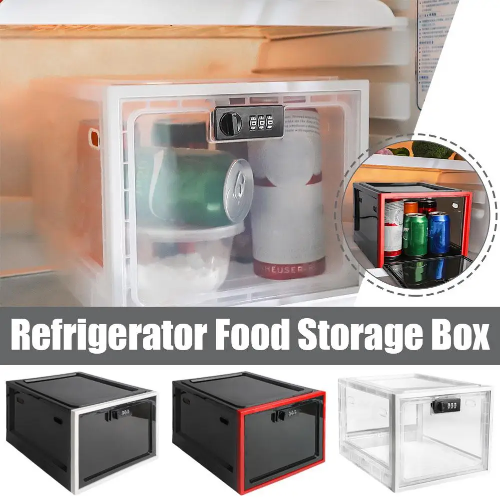 

Lockable Box Large Capacity Clear Locking Box For Storage Bin Organizer Box For Fridge Food/Home Safety Password Medicine B J2W1