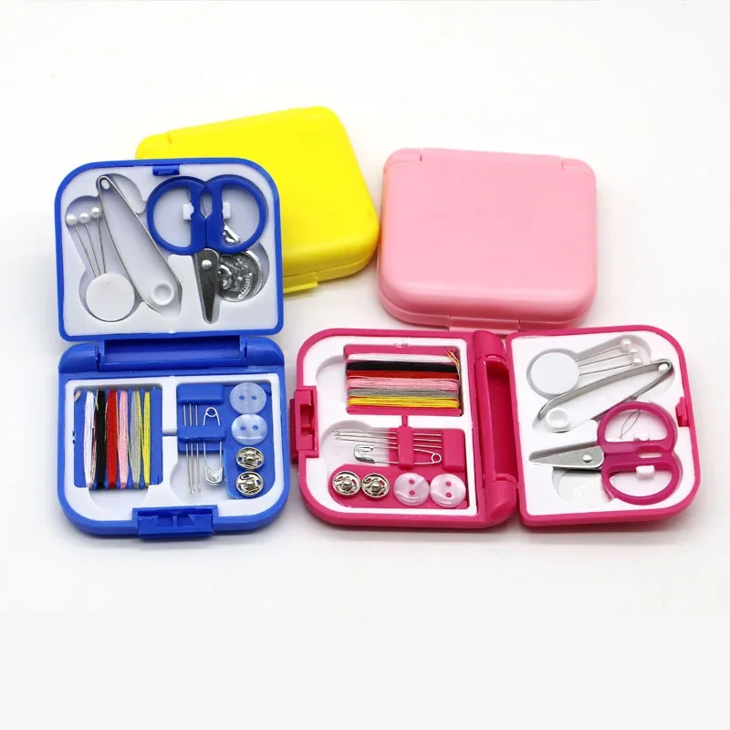 Portable Travel Mini Sewing Kit Buttons Pins Storage Boxes Handmade DIY Sewing Tools Scissor Thimble Needle Threads Box Set