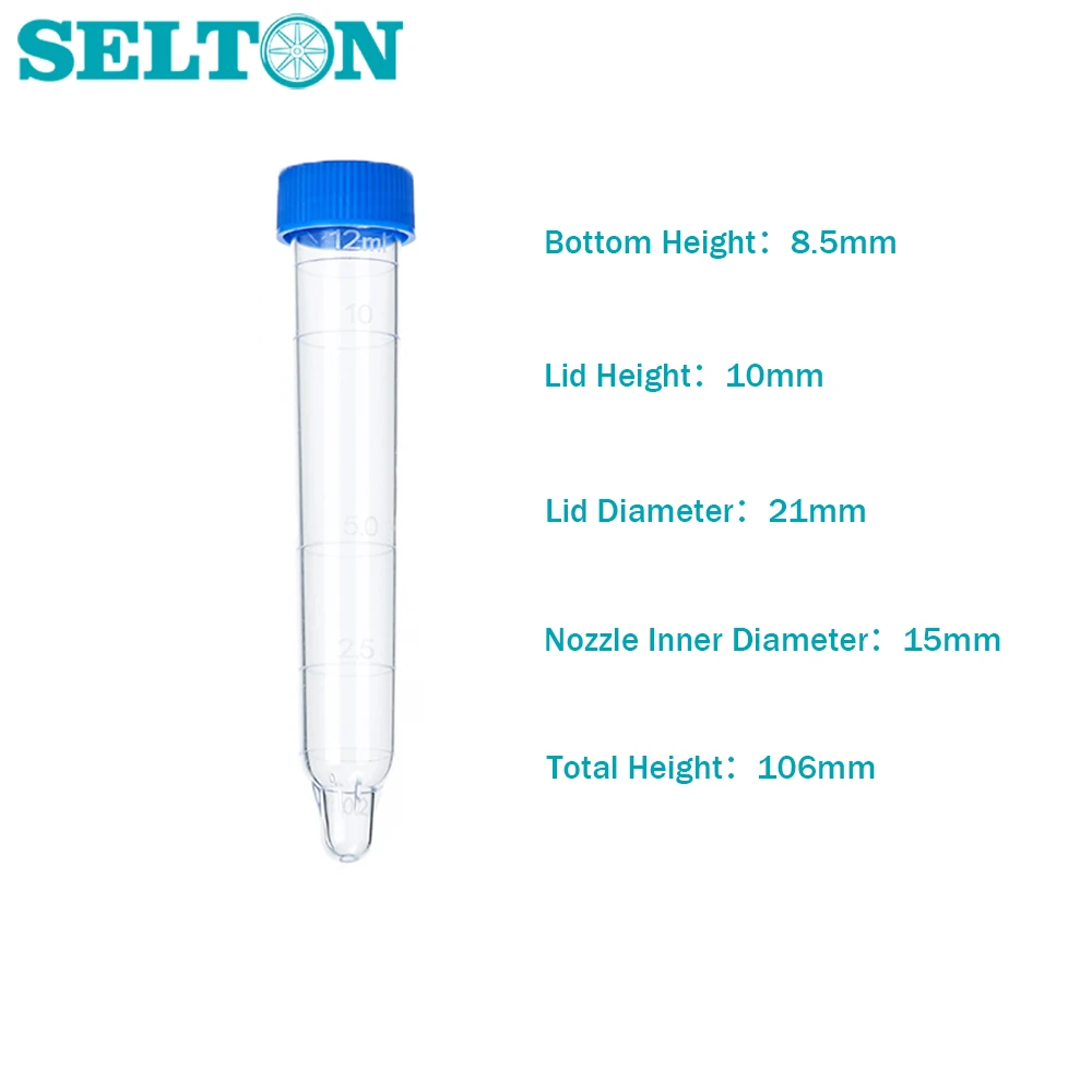 Urine Sediment Stest Tube 12ml Screw Plastic Cover With Scale Transparent Convex Bottom Urine Test Physical Examination