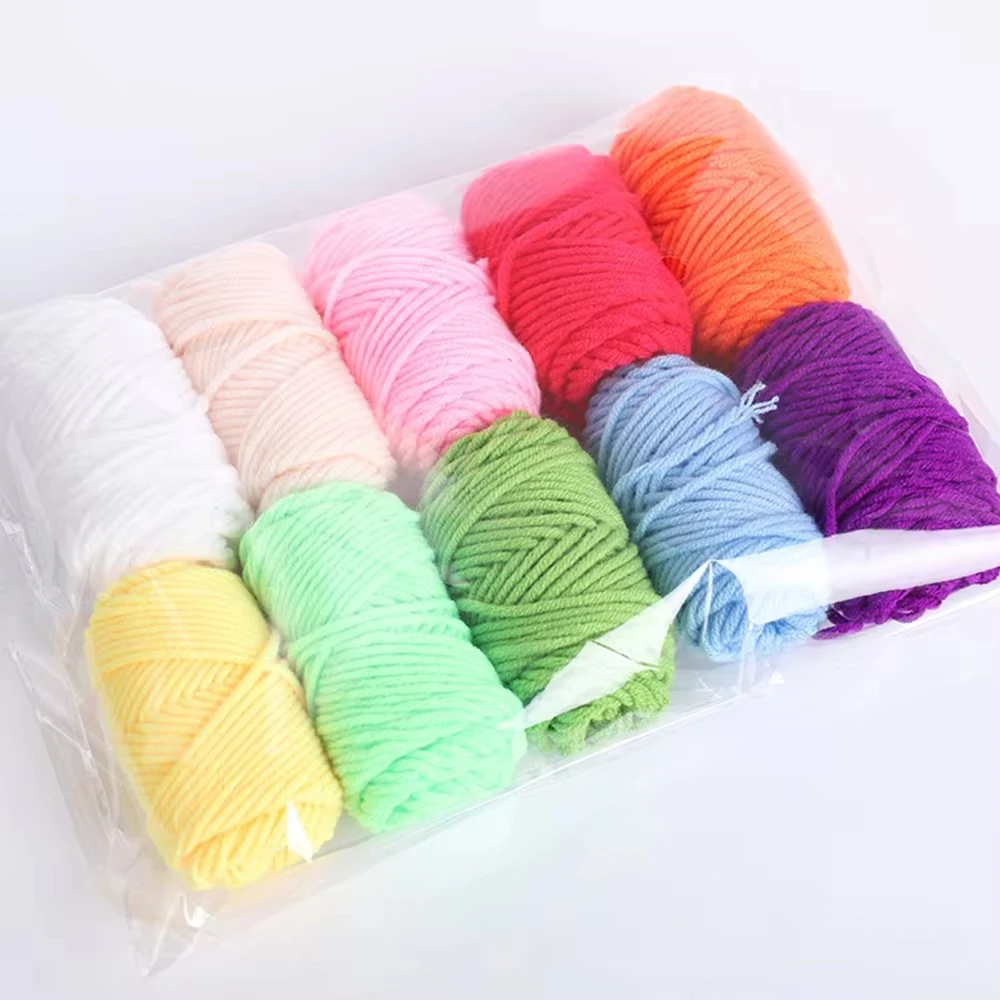 Wool Yarns Wool Rolls DIY Poke Punch Needle Embroidery Starter Craft Tools Set 10 Colors