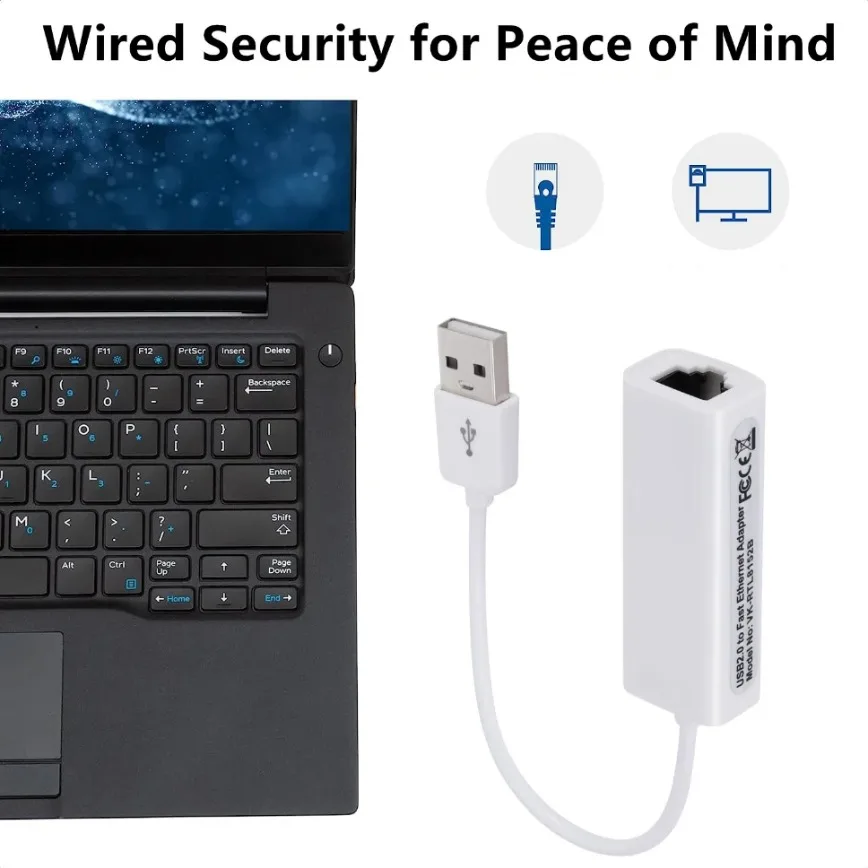 USB 네트워크 카드 10/100Mbps 유선 네트워크 카드 RTL8152B USB 2.0 to RJ45 이더넷 랜 어댑터 (PC, 노트북, 컴퓨터, TV 박스용)