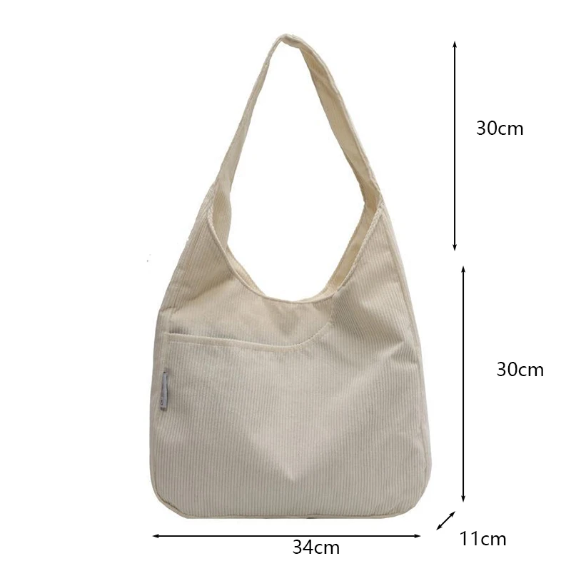Kausale Umhängetaschen für Frauen, Cord, wiederverwendbare Einkaufstaschen, große Kapazität, weibliche Reise-Handtasche mit Griff oben, Mädchen-Bücher-Packung – Detail 18