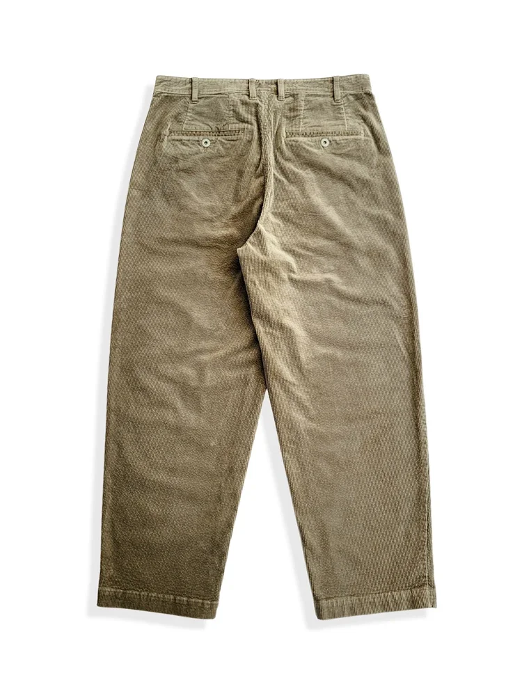 Amei Khaki Style Vintage Cotton Khaki Corduroy Cargo Wide Leg Pants Day Loose Tapered Foot Pants