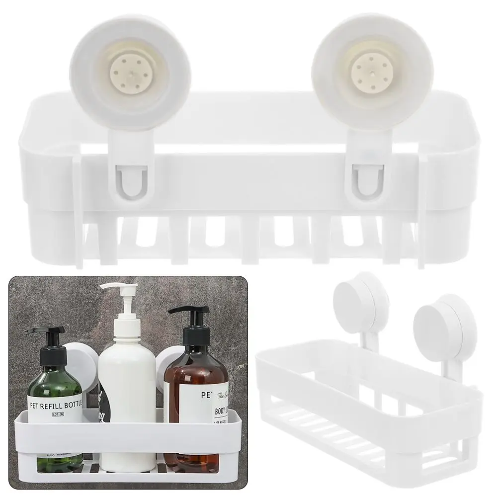 Corner Shelf With Suction Shower Rack Organizer Cup Bathroom Storage Wall Basket bathroom shelf rack bathroom storage rack wall shelf organizer storage tray