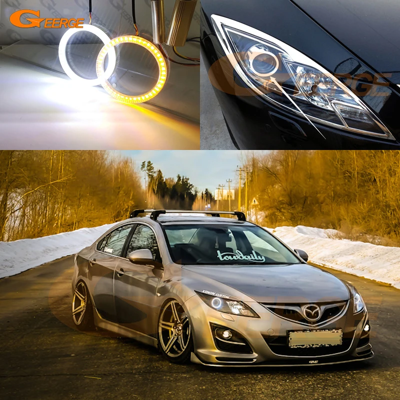 

For Mazda 6 Mazda6 Atenza GH MK2 2008 2009 2010 2011 2012 Ultra Bright A/W Switchback DRL Turn Signal Led Angel Eyes Halo Rings