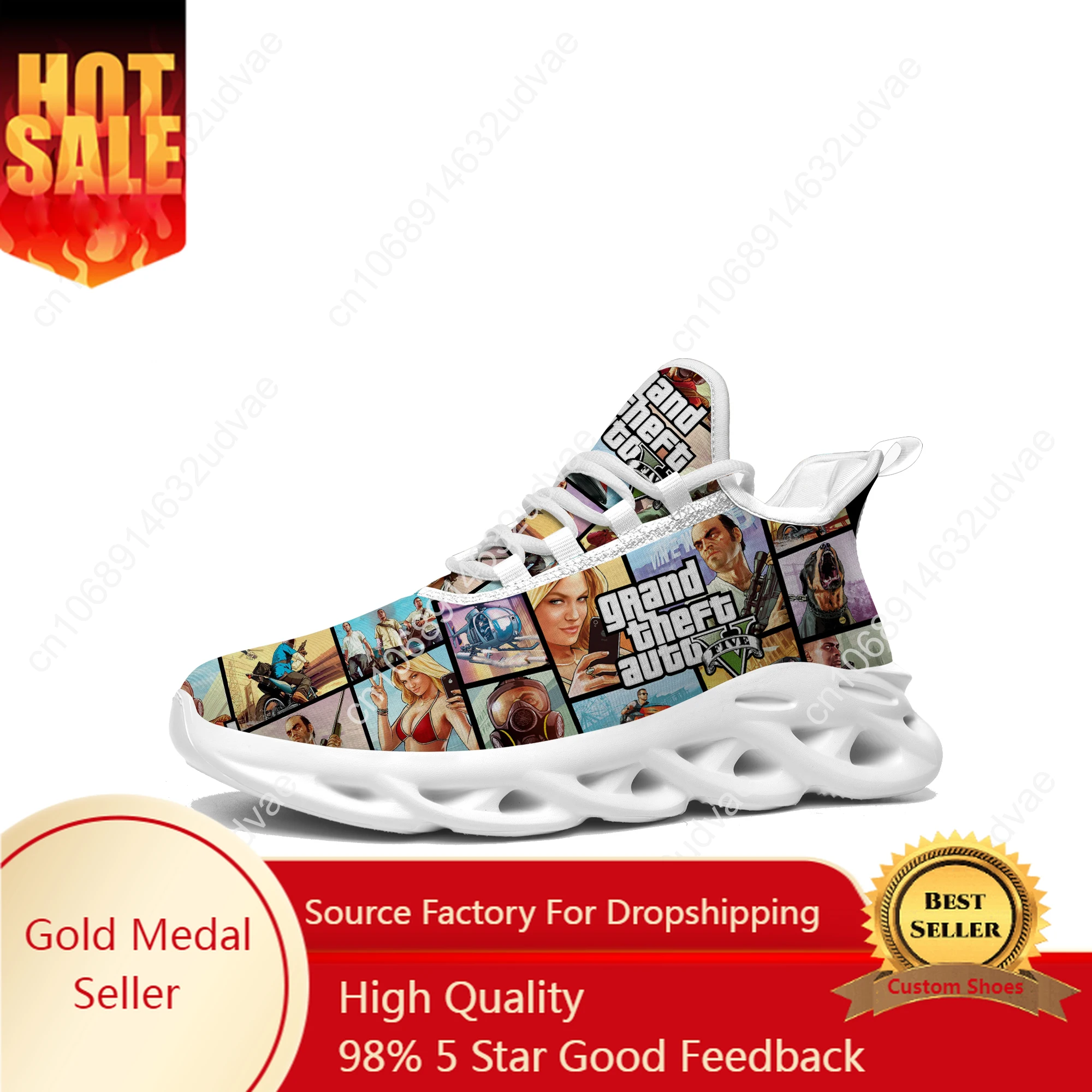 

Grand Theft Auto GTA V 5 Flats Sneakers Cartoon Game Mens Womens Sports Running Shoes Sneaker High Quality Customized Made Shoe